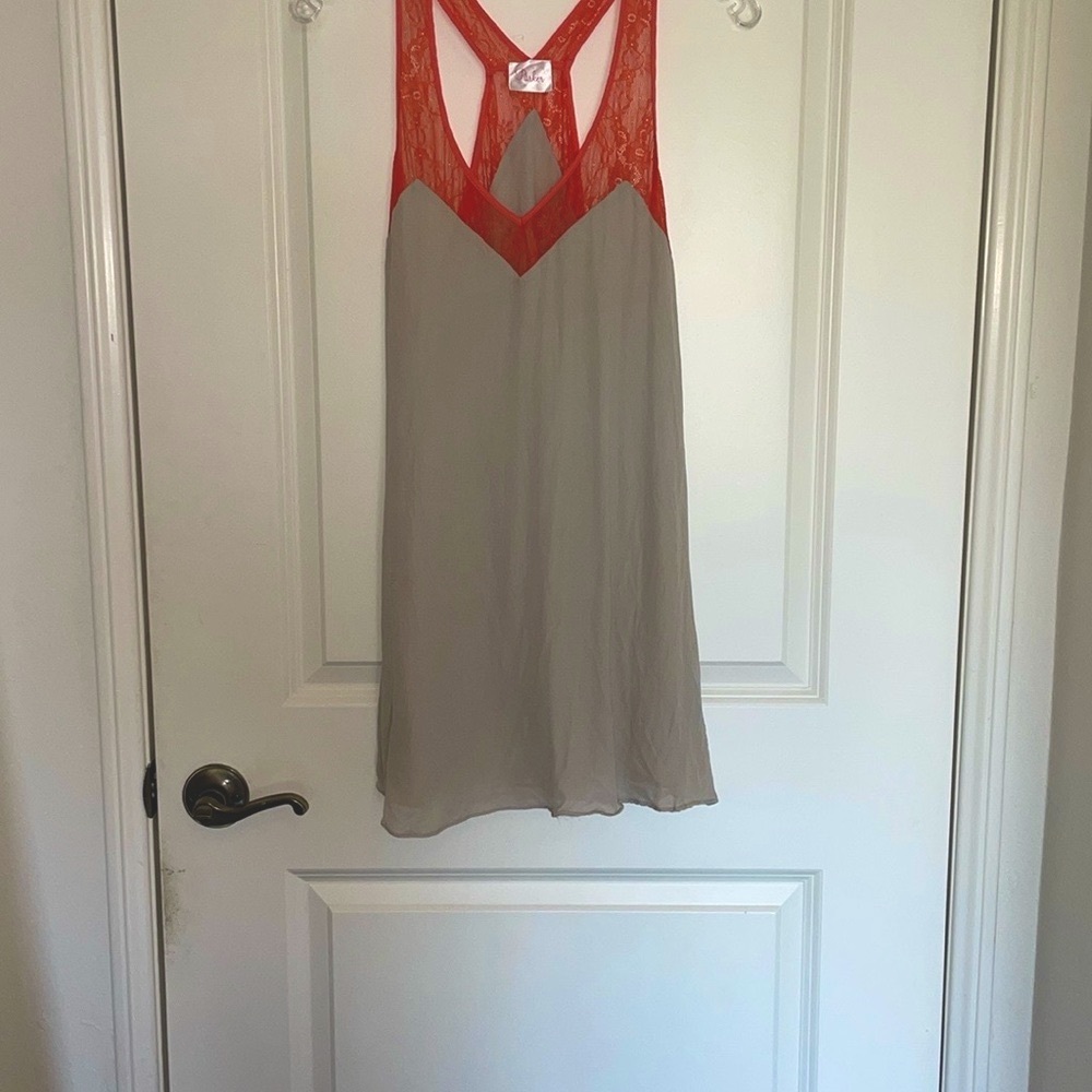 Parker Gray and Red Chemise Slip Intimates